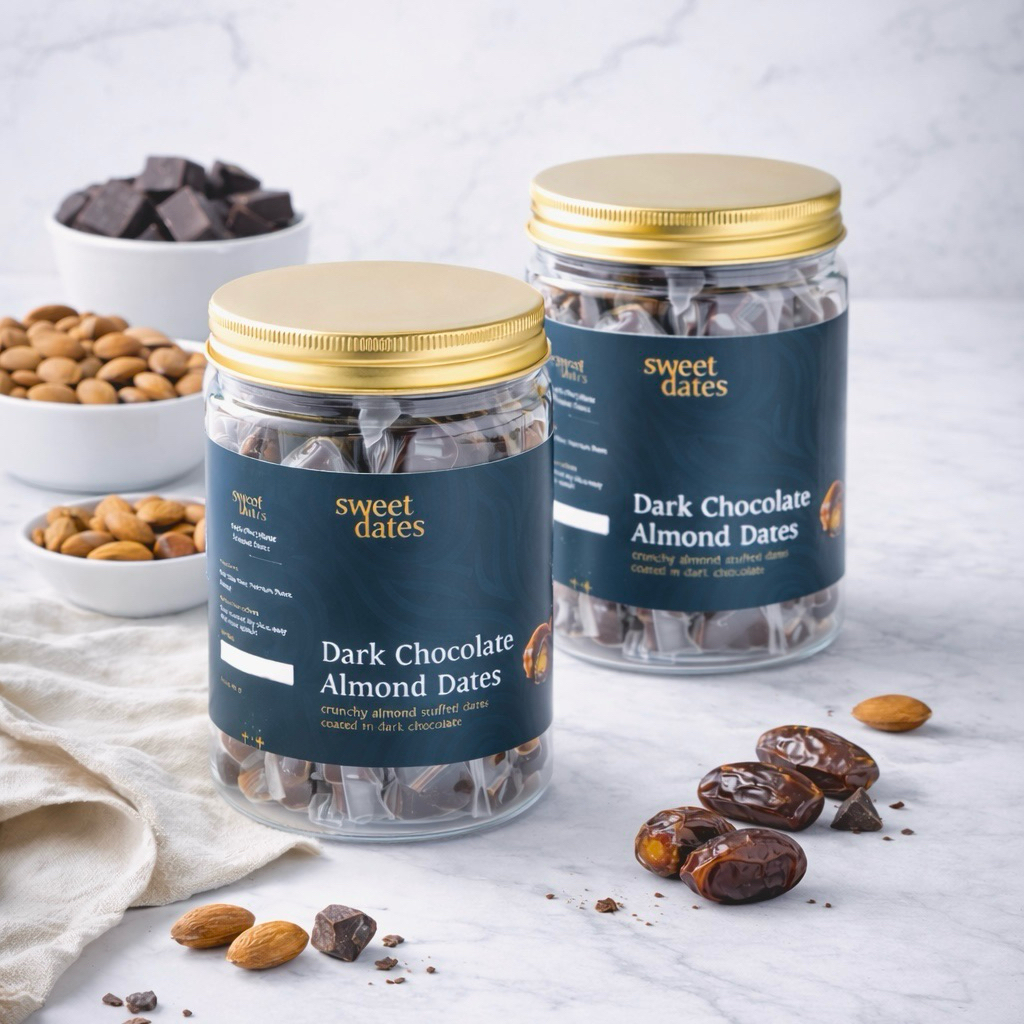 Coklat Kurma Almond - Sweet Dates Dark Chocolate Almond Dates - Kurma Almond
