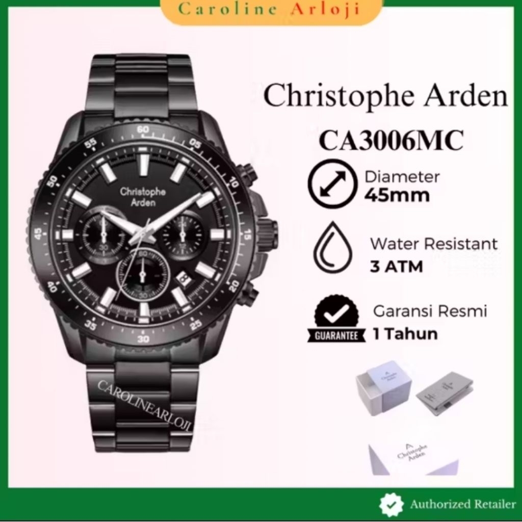 Jam tangan cristophe arden crono aktiv tangal aktiv tali rantai variasi warna pria CA 3006 MC origin