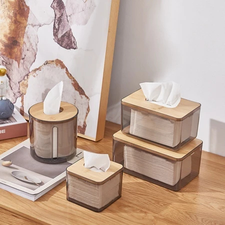 Tempat Kotak Tisu Kayu Transparan Aesthetic Tempat Tissue Kamar Mandi Dapur Modern