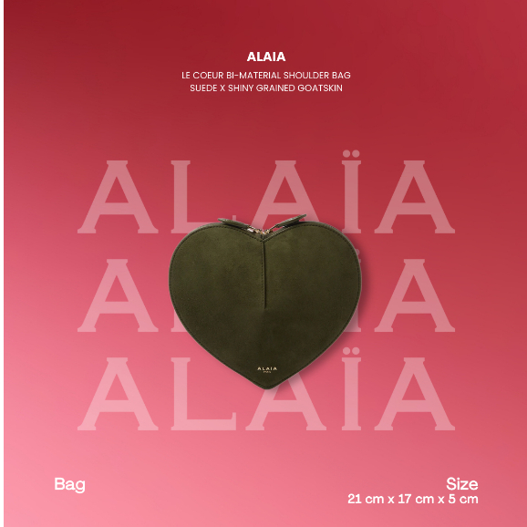 ALAIA Le Coeur Bi-Material Shoulder Bag Suede x Shiny Grained Goatskin (100% Authentic Original)