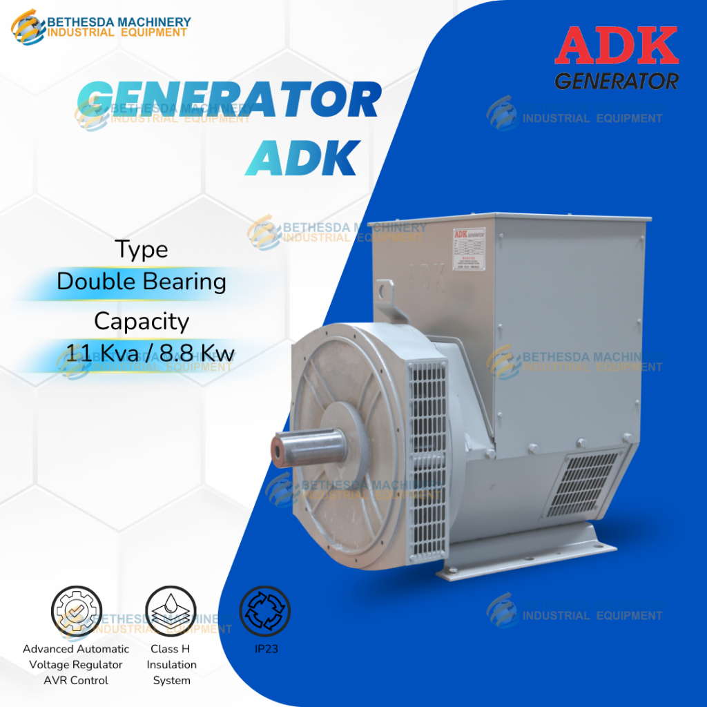 ADK Generator 11 16 22 27 31 40 50 60 85 100 KVA Double Bearing 3Phase
