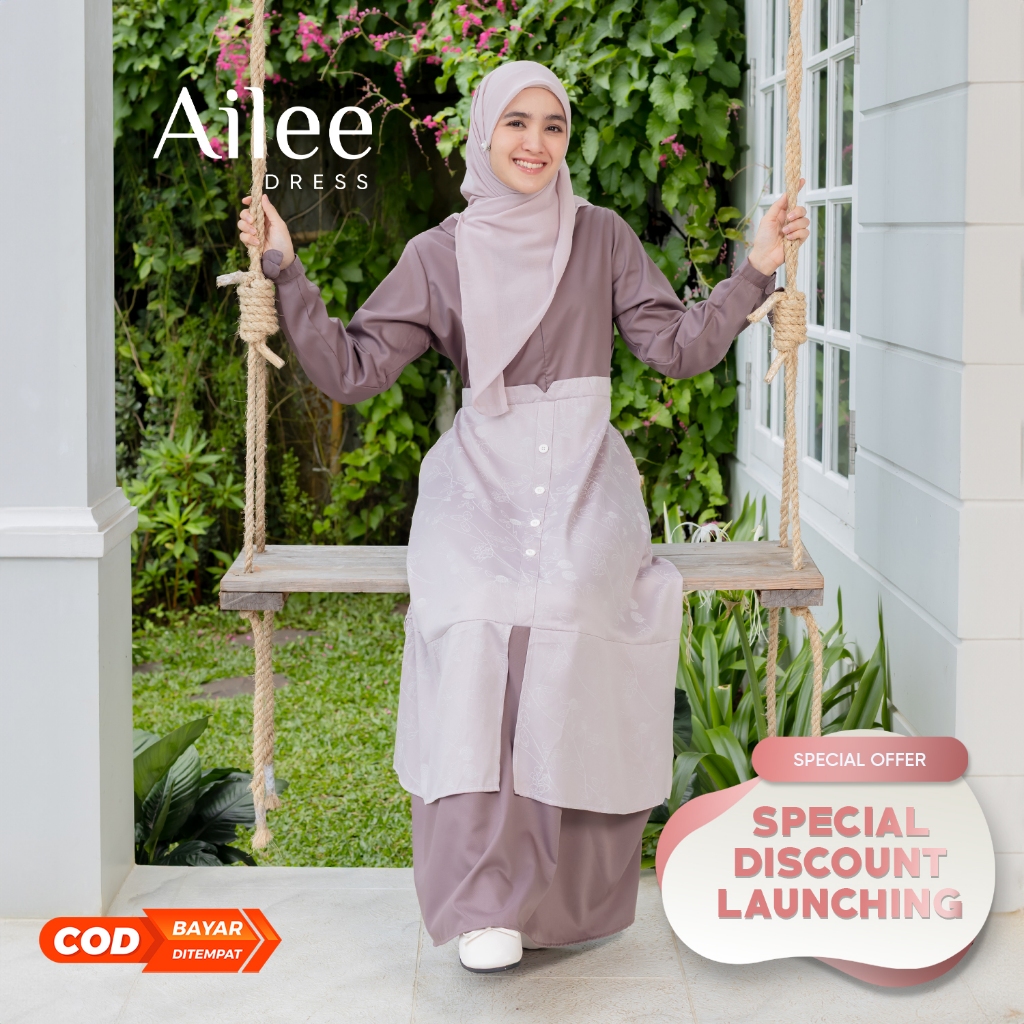JILBRAVE Ailee Dress Gamis Lebaran Cotton Silk Feminine Elegant