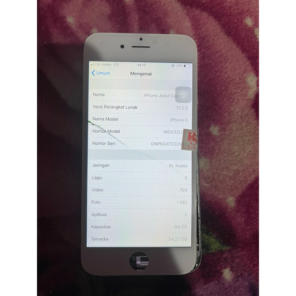 Mesin iPhone 6g 64 gb inter sinyal alloperator minus Ic kamera rusak