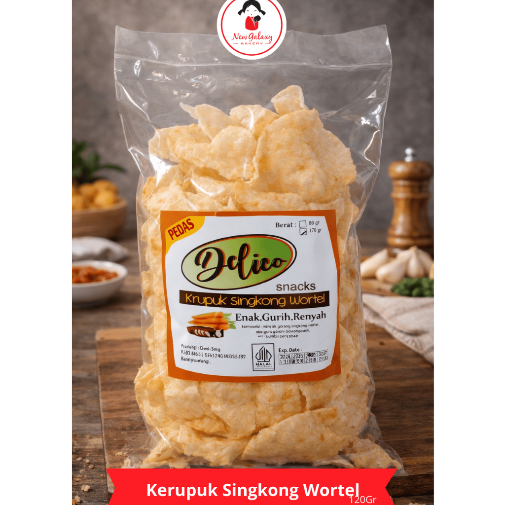 Kerupuk Singkong dan Wortel | Kripik Gurih | Krupuk Renyah | Delico 120gr