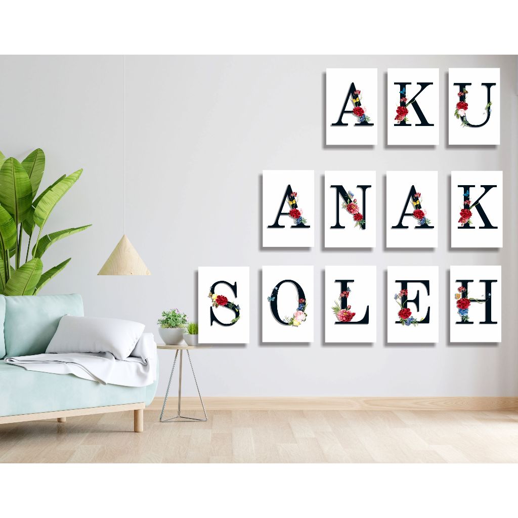Hiasan Dinding Nama model bunga alfabet