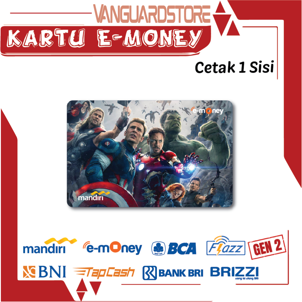 KARTU E MONEY E TOLL AVENGERS ENDGAME SUPERHERO ANIME 11 EMONEY MANDIRI FLAZZ TAPCASH BRIZZI- 1 SISI