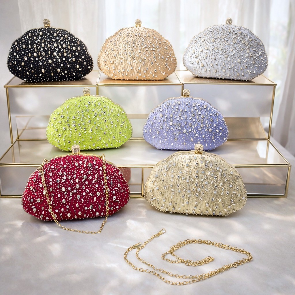 Waiwai Tas Pesta Wanita Mewah Satin Diamond 17240 Clutch Co