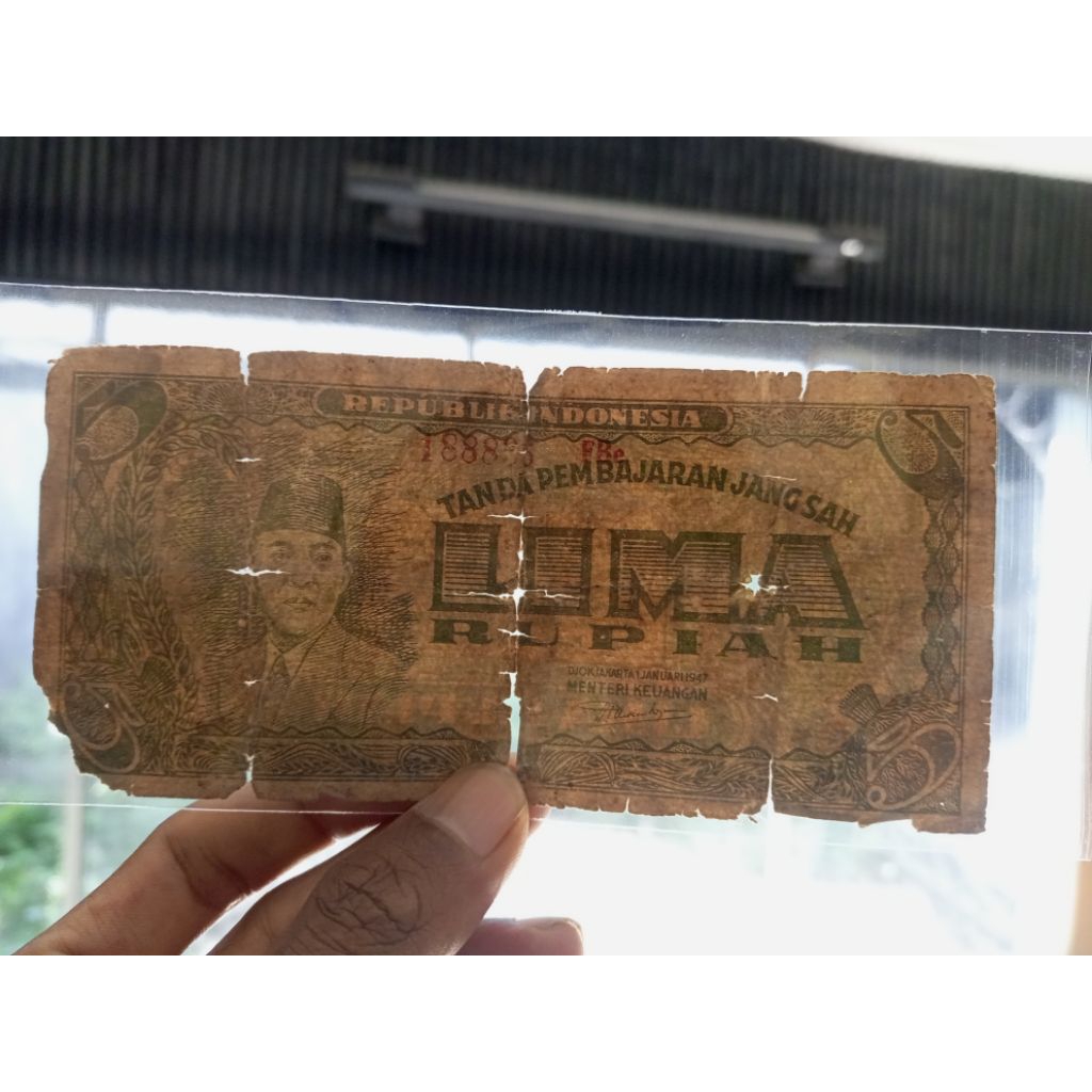 Uang Kuno 5 Rupiah  Tahun 1947