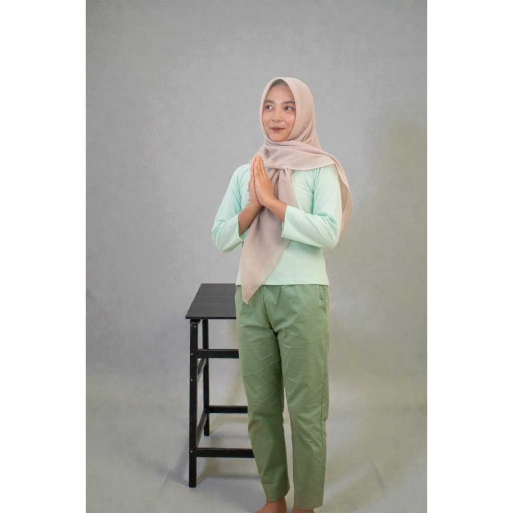 Setelan Baju Panjang  Anak Perempuan Bahan Katun Premium Motif Pretty and Cute Friends Hijau