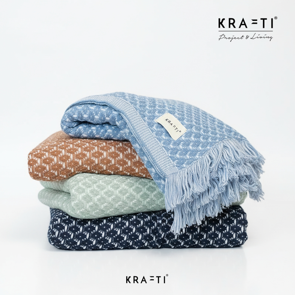 Krafti Project and Living - JOURY Knitted Blanket / Selimut Rajut Katun / Selimut Rajut / Selimut De