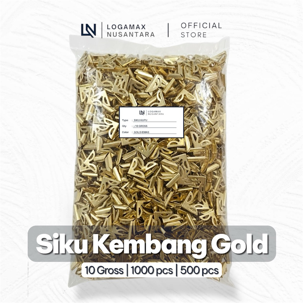 (10 GROSS / ±1.440 PCS) SIKU KEMBANG EMAS LOGAMAX / SIKU KEMBANG / SIKU SUDUT BUKU / SIKU BUKU WISUD