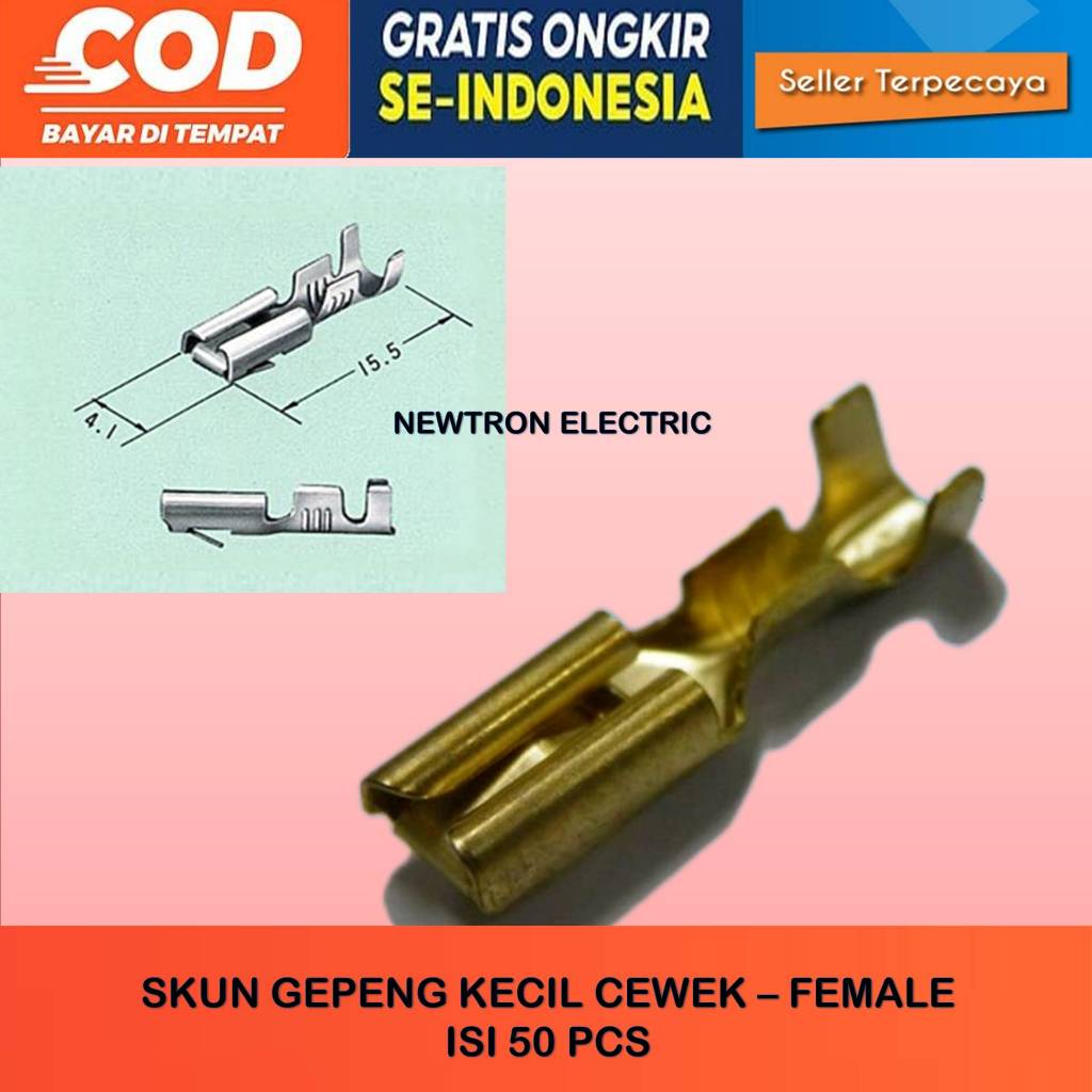 ISI 50 PCS SKUN SOKET GEPENG KECIL FEMALE  SKUN GEPENG UNTUK SOKET KECIL SKUN GEPENG KECIL FEMALE