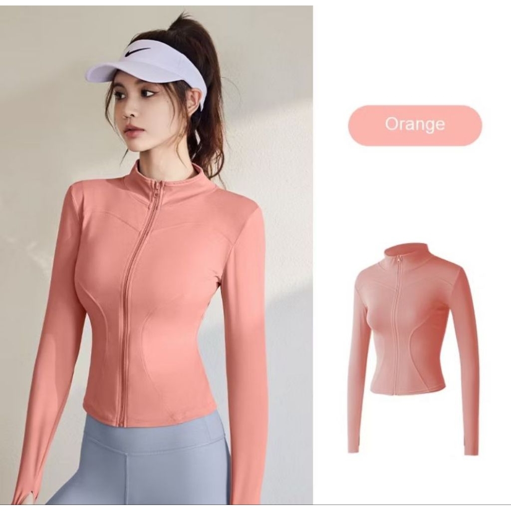 [FREE GIFT] Preloved YOUMI ORANGE XL JAKET FIT BODY ANTI UV- Mantel Wanita Slim Fit Olahraga Gym Yog