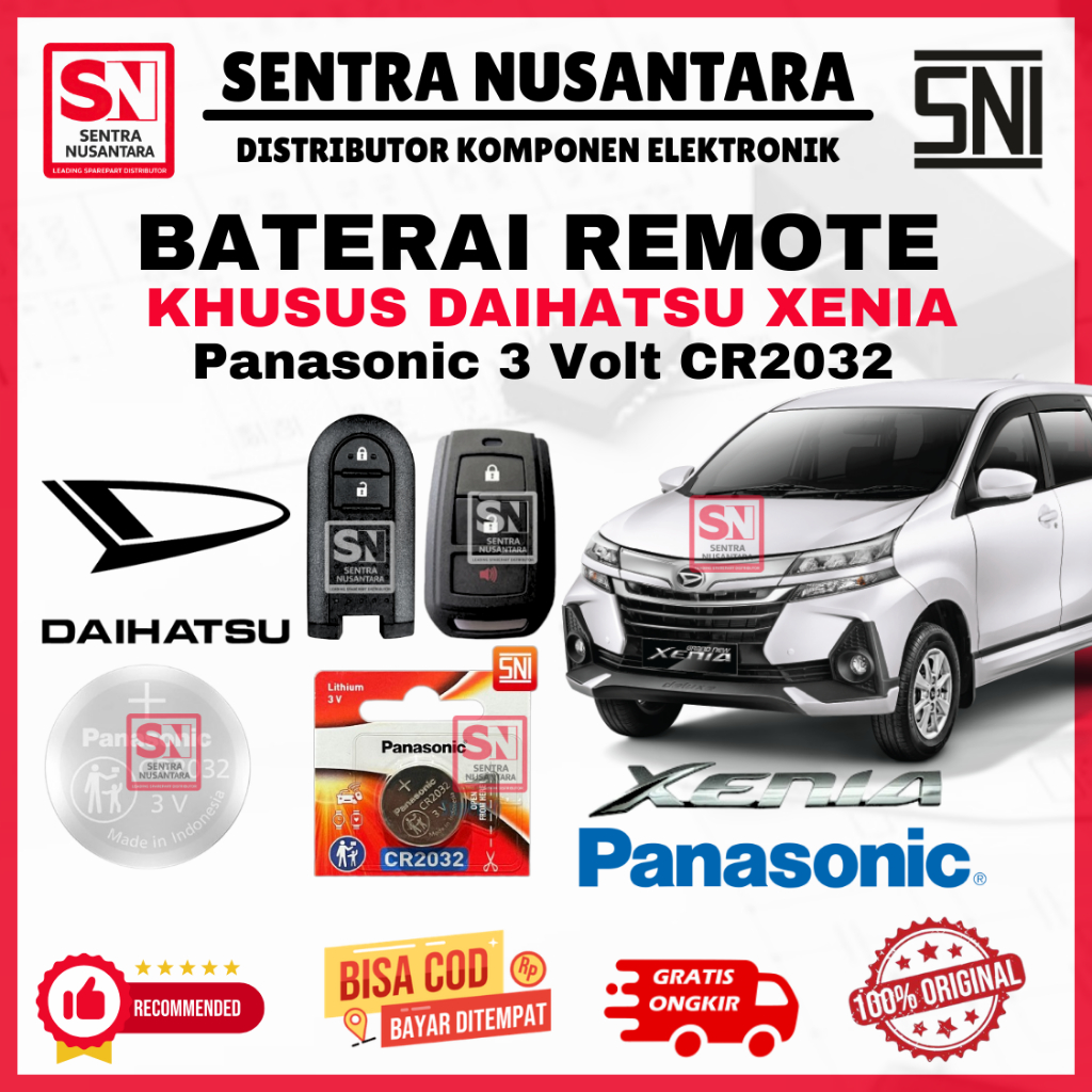 BATERAI REMOTE DAIHATSU XENIA ORIGINAL PANASONIC CR2032 | BATTERY REMOTE XENIA DAIHATSU KUALITAS BAG