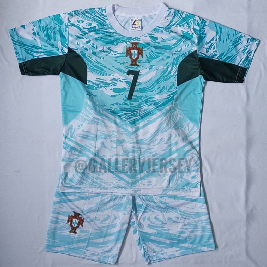 SETELAN JERSEY PORTUGAL ANAK ANAK RONALDO PRINTING SETELAN JERSEY BOLA PORTUGAL AWAY ANAK ANAK PRINT