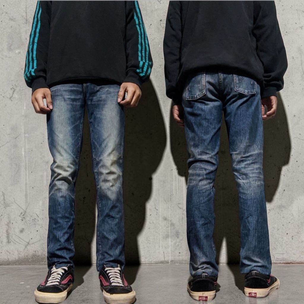 Size 28 Celana Panjang Longpants Jeans Edwin Jerseys Blue Washed Fading Straight fit  Second Prelove
