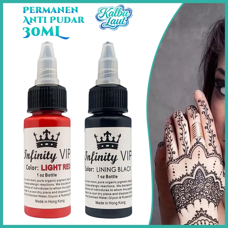 30mL Tinta Tato Hitam/Merah Tidak Merusak Kulit Pemula/Hobbyis Profesional Pigmen Tato Anti Pudar