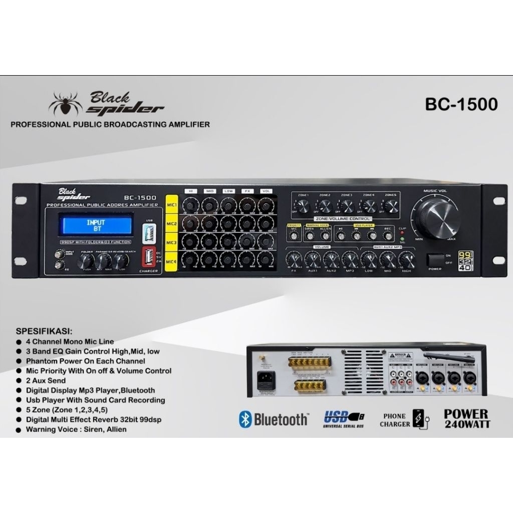 BLACKSPIDER PUBLIC BROADCASTING AMPLIFIER BC 1500 BARU