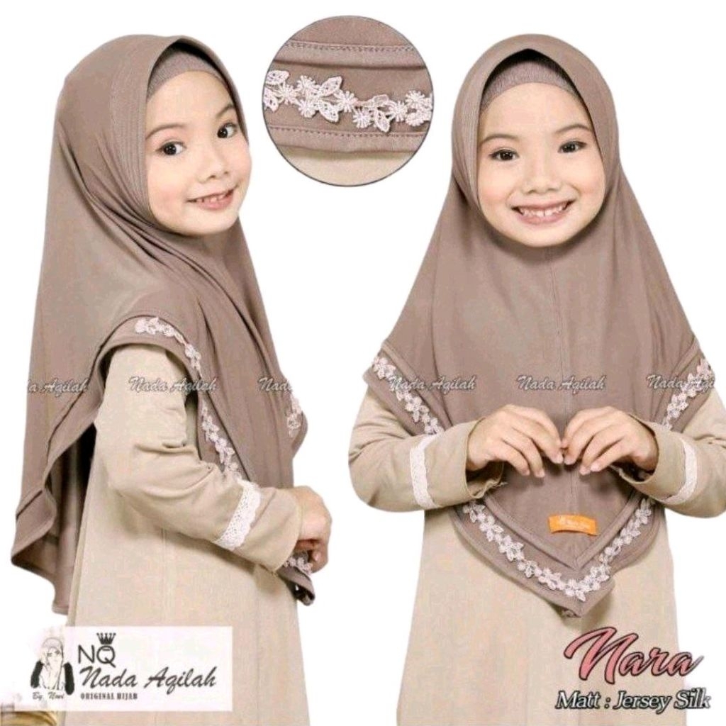 (Bisa COD) Hijab Anak NQ By Nada Aqilah Jilbab Anak Perempuan Jersey Instant Kerudung Anak Kekinian 
