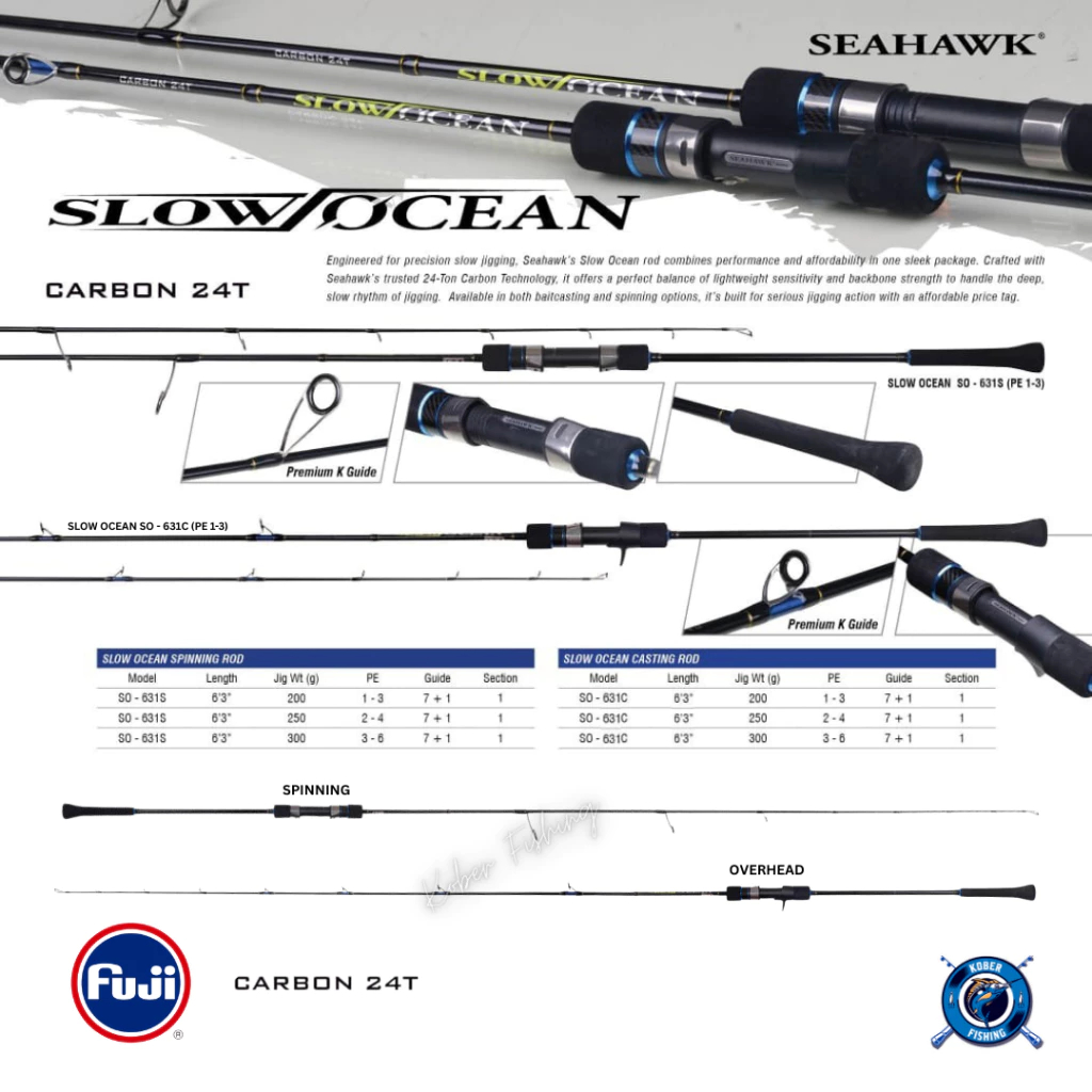 JORAN SEAHAWK SLOW OCEAN / JIGGING ROD CARBON HOLLOW 24T FREE TSHIRT SEAHAWK