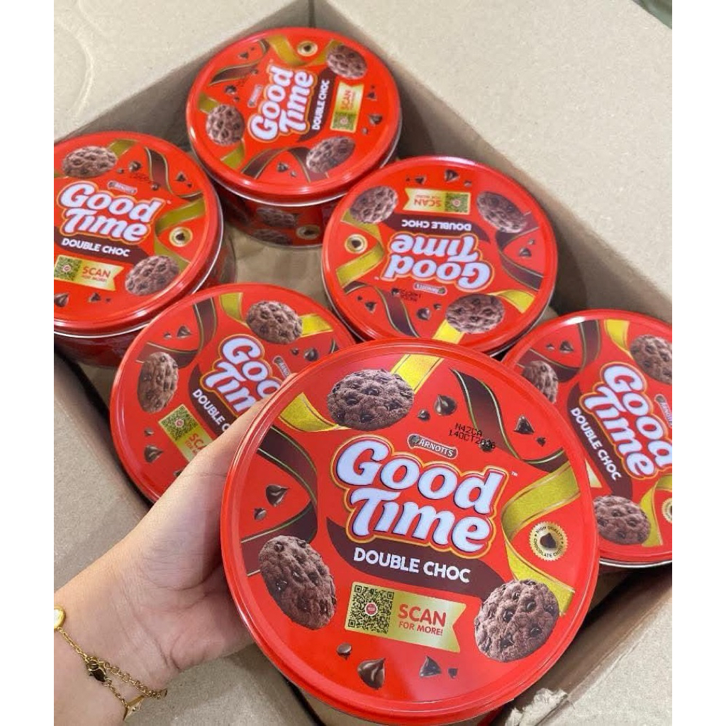 Biskuit Kaleng Good Time 277 gram - Double Choco, Kerenyahan Coklat untuk Camilan Lebaran
