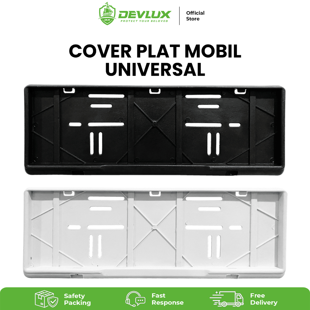 Cover Plat Nomor Mobil Universal Hitam Putih - Frame Plat Nomor Devlux Set Terbaru