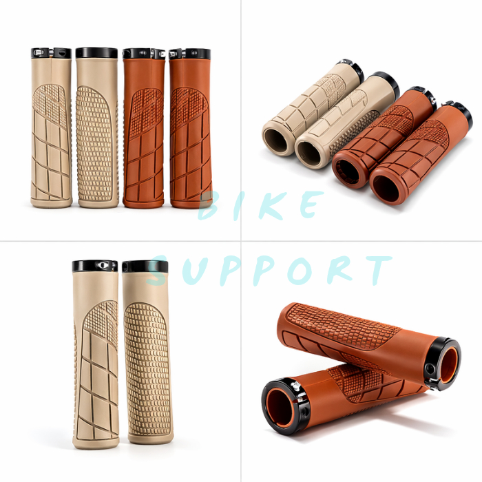 Handgrip Sepeda Ergonomis Double Lock Coklat Anti Slip MTB Lipat Handpad Handgrip Touring Empuk Anti
