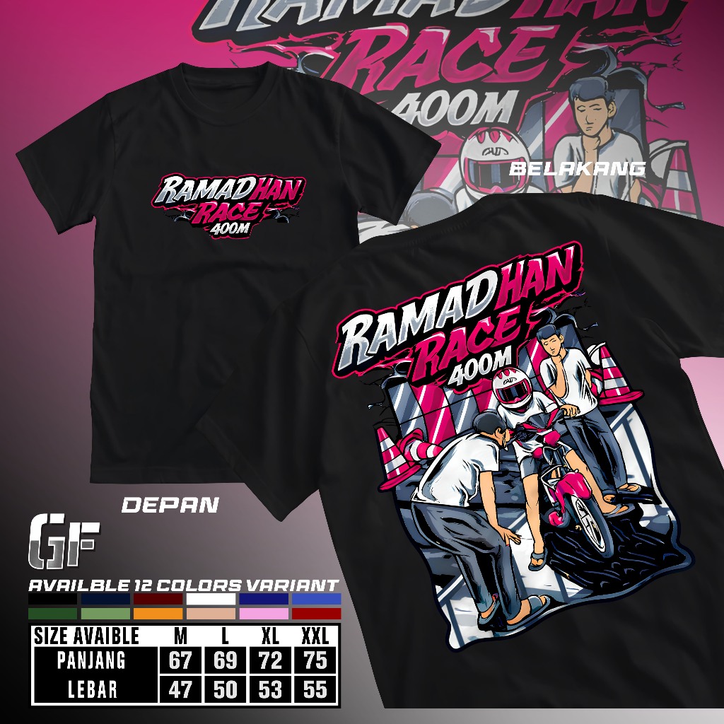 Kaos Ramadhan Race 400M 2026 Marhaban Ya Balapan Drag Bike Baju Ramadan Race Repeat Racing Motor COD