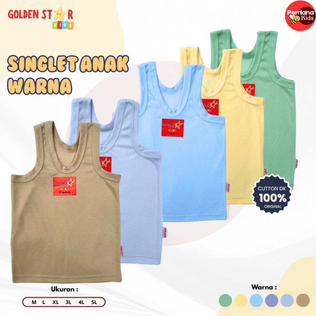 6 PCS Singlet Anak Perempuan & Laki2 Warna Kalem Jahitan Rapih - Singlet Anak TK SD SMP / Kaos Kutan