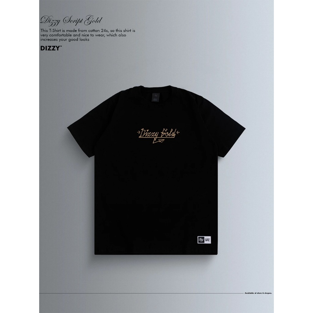 Kaos Distro DizzyMfg - Tshirt DizzyGold Black