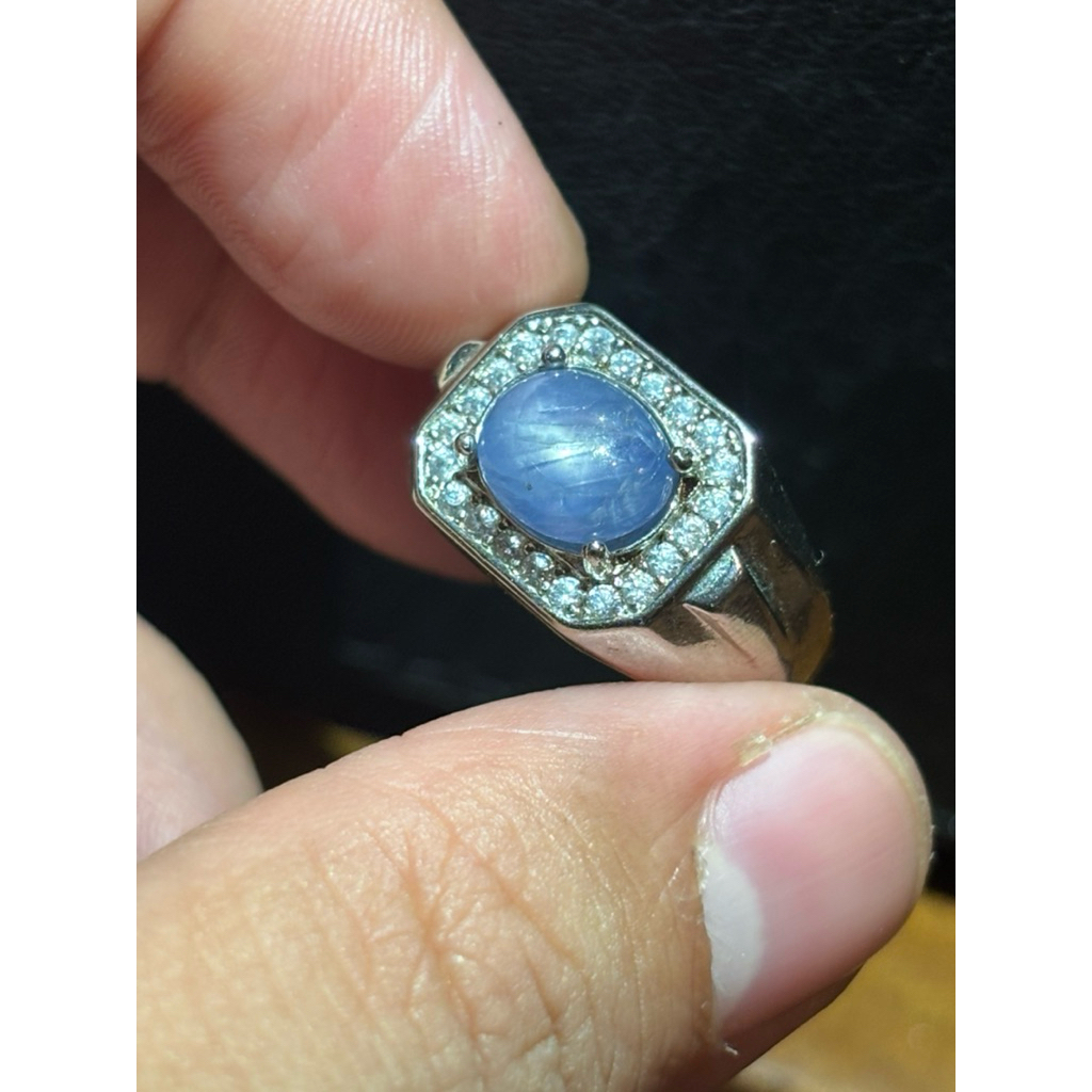 CINCIN PERMATA NATURAL BLUE STAR SAPPHIRE BURMA NO HEAT