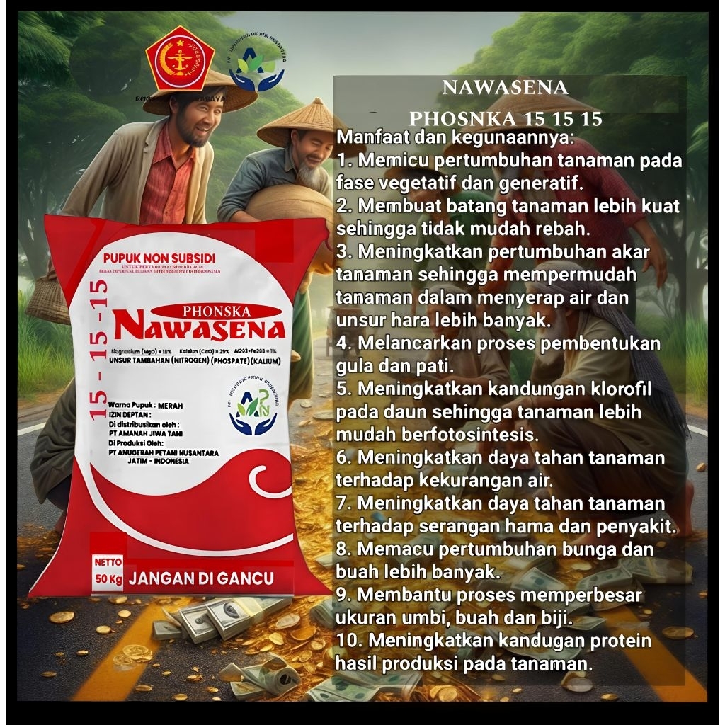 Pupuk Non Subsidi Npk Phonska Nawasena Kemasan Pabrik 50 kg merah