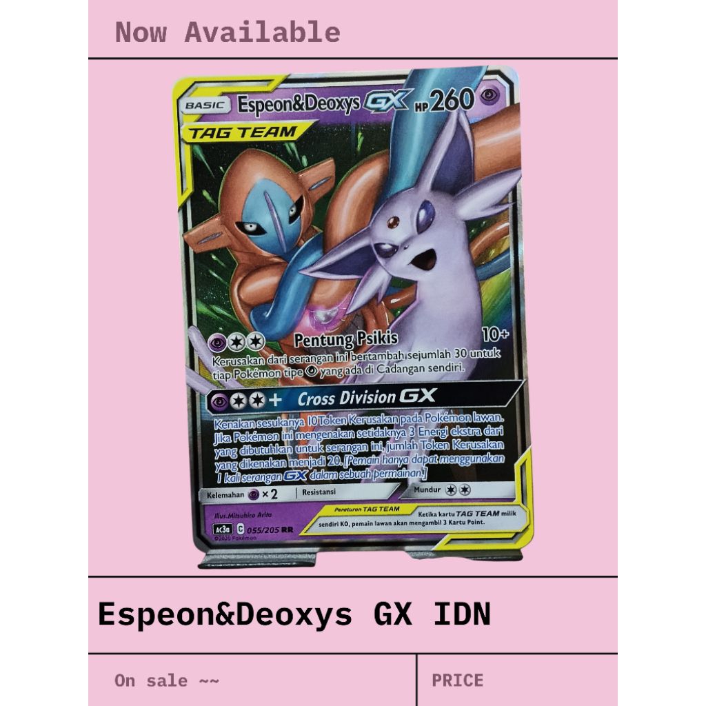 Kartu pokemon Espeon&deoxys GX IDN
