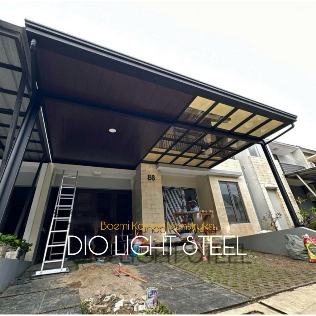 kanopi plafon pvc lis bending 30cm modern Tiang wf150 lis profil dan talang plafon kayu besi baja me