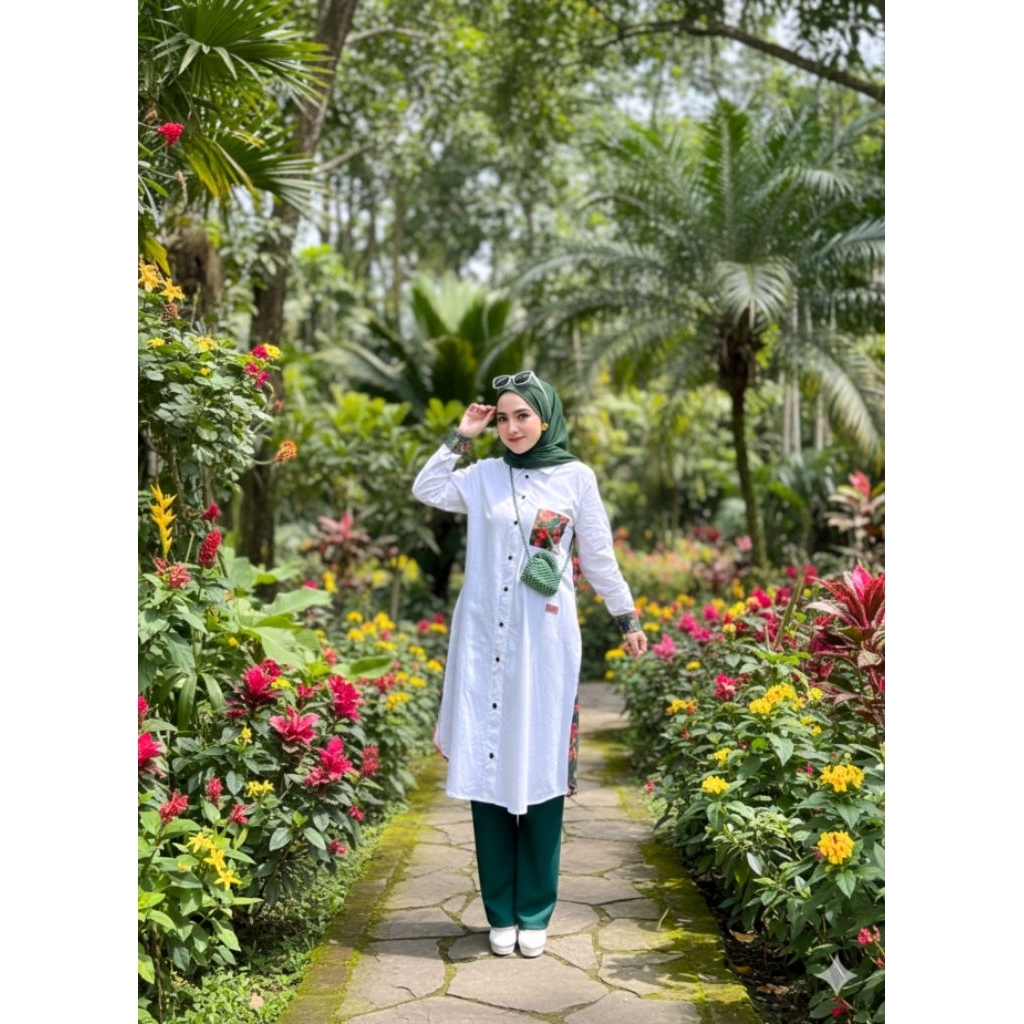 setelan kemeja tunik wanita / set kulot wanita / stelan celana wanita