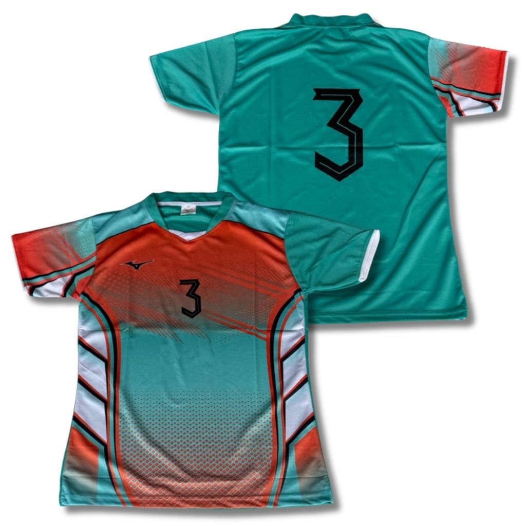 Kaos Jersey Voli Wanita Printing Baju Olahraga Atasan Volly Sport Cewek Putri + Nomer
