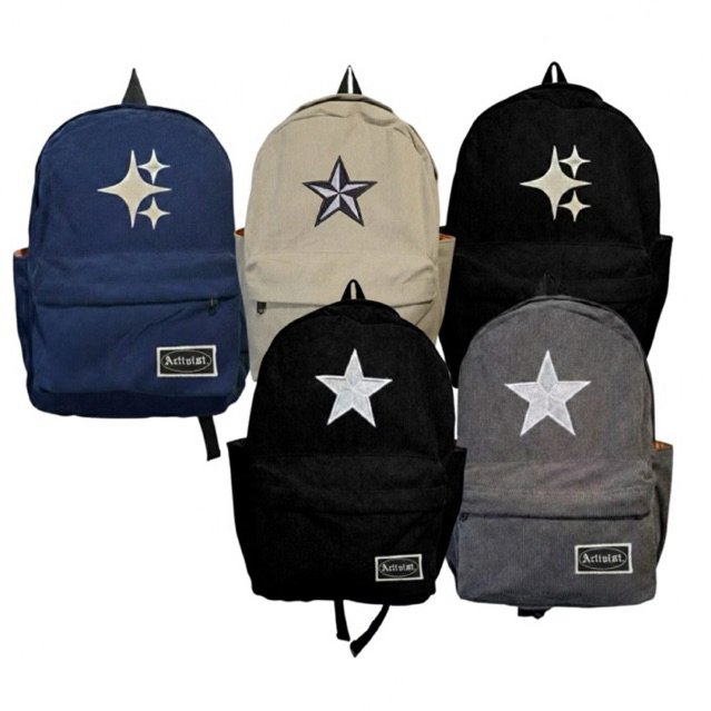 TAS RANSEL BACKPACK CORDUROY STAR - TAS RANSEL SEKOLAH KULIAH CORDUROY
