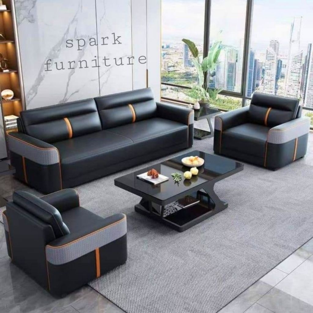 Sofa 321 Kulit Mewah Sofa Ruang Tamu Modern Leather Sofa Kursi Tamu Kualitas Terbaik