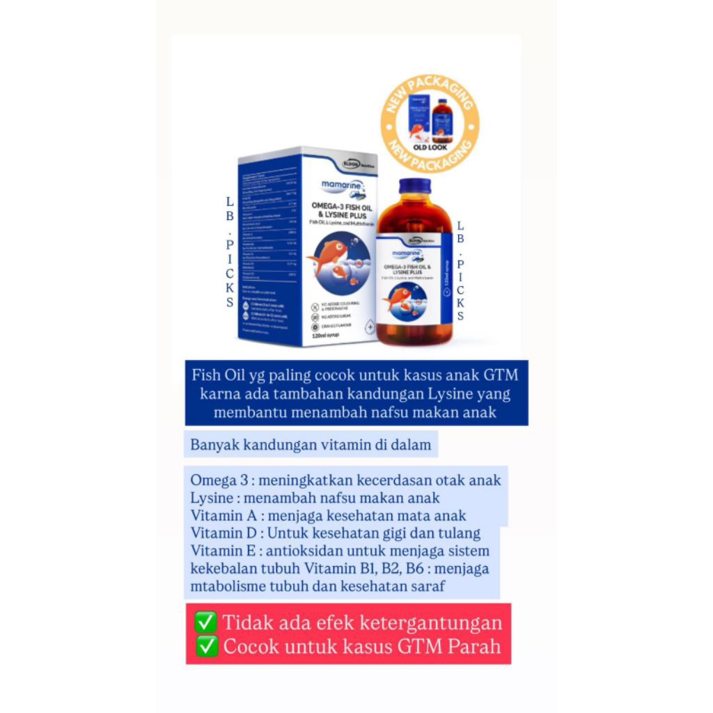 Mamarine Omega 3 Fish Oil & Lysine Plus