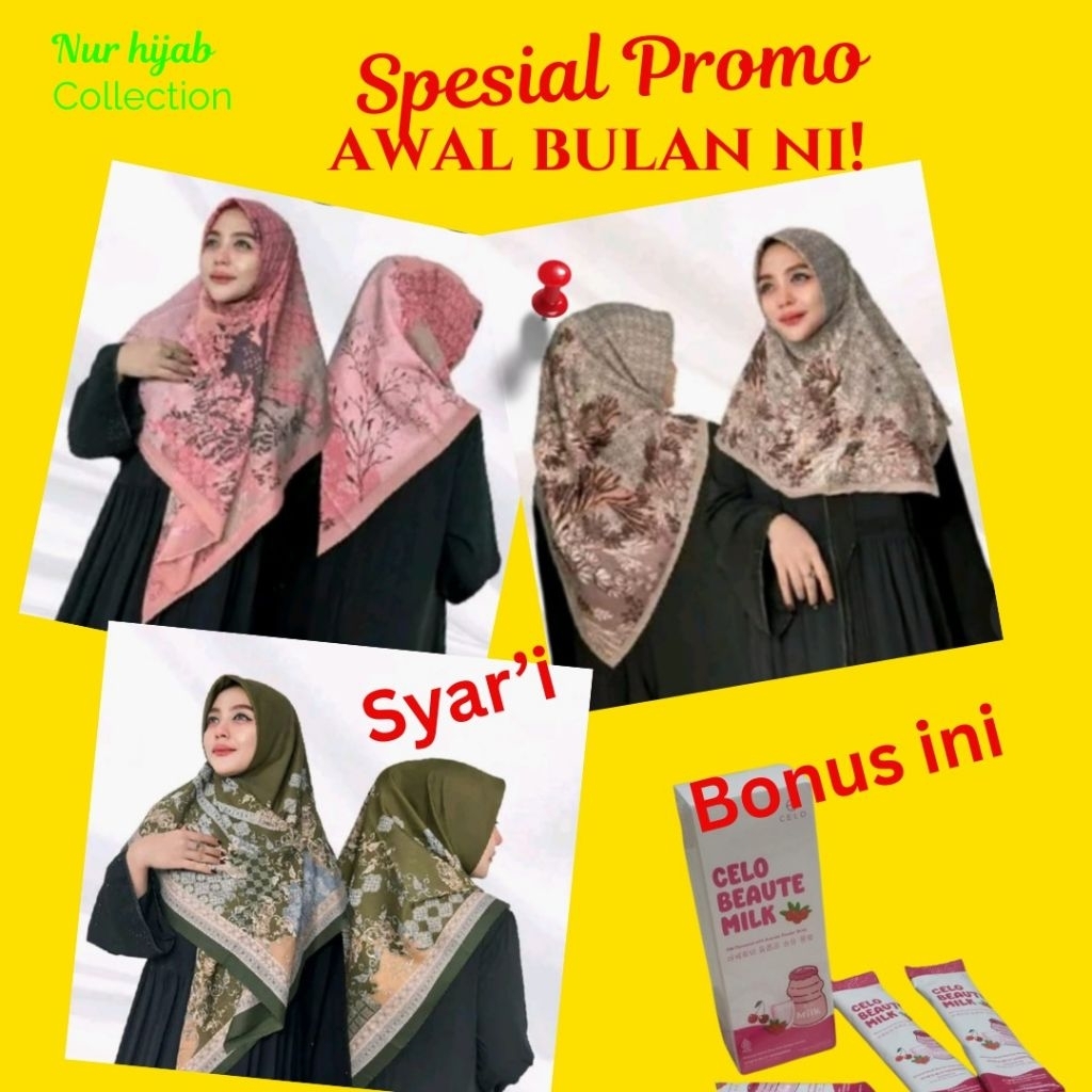 hijab segi empat voal motif syar'i