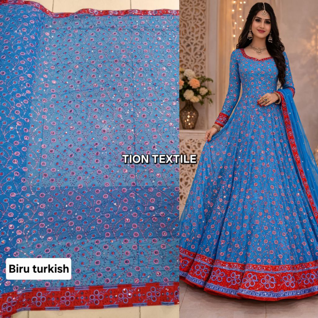 Kain bahan sari india premium / Kain sari india halus motif terbaru