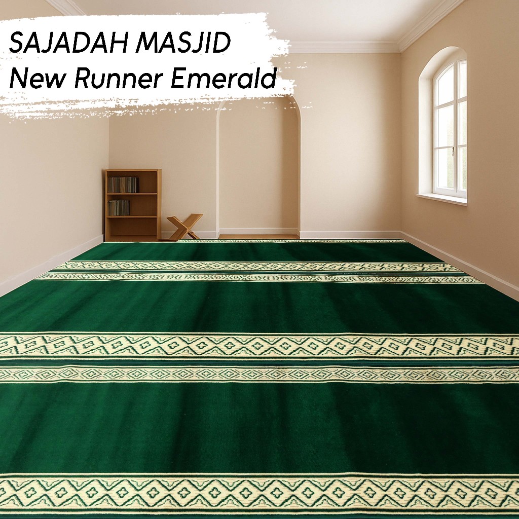 Karpet Sajadah Masjid 1,05m x 30m Runner karpet roll sajadah - GREEN