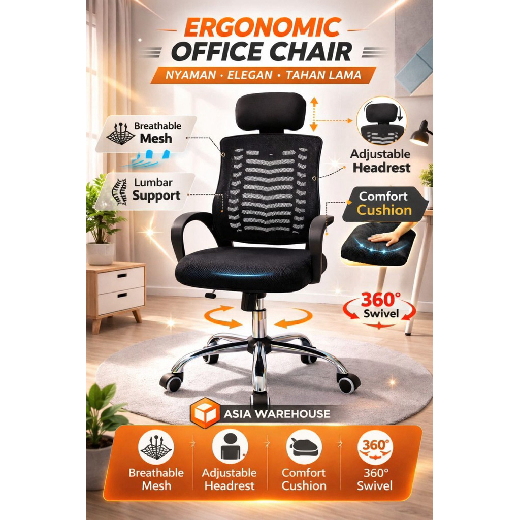 Kursi Kerja Kantor[PENGIRIMAN DARI MEDAN] Murah / Kursi Kerja Jaring Manager Minimalis / MEDAN SUMUT