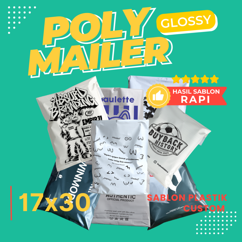 Plastik Sablon Plastik Polymailer 17x30 Glossy Premium Free Design