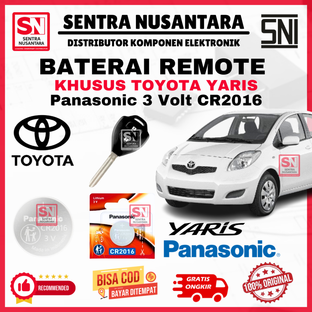 BATERAI REMOTE TOYOTA YARIS ORIGINAL PANASONIC CR2016 | BATTERY REMOTE YARIS TOYOTA KUALITAS BAGUS |