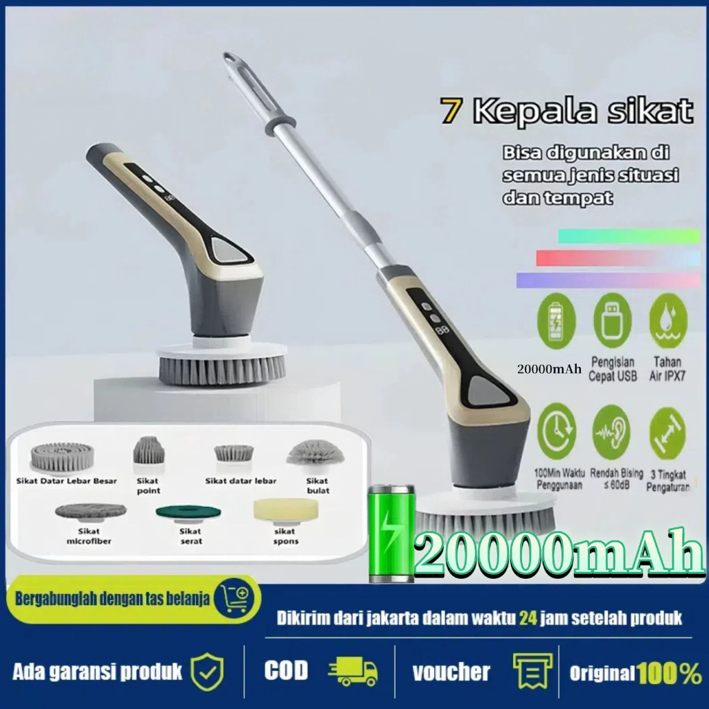 Sikat Kamar Mandi / Sikat Pembersih Elektrik 7 in 1 Sikat Pembersih Elektrik 7 Kepala Sikat / Sikat 