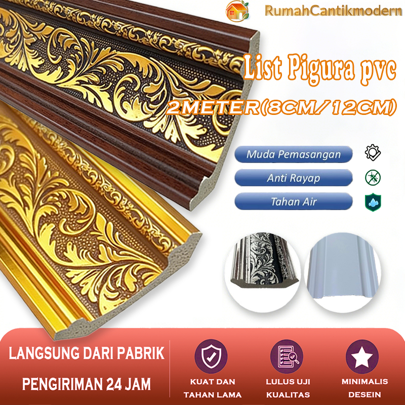 2M List Plafon Pvc Modern Motif Lis Pigura PS Dekorasi Dinding List sudut plavon Anti Rayap Anti Air
