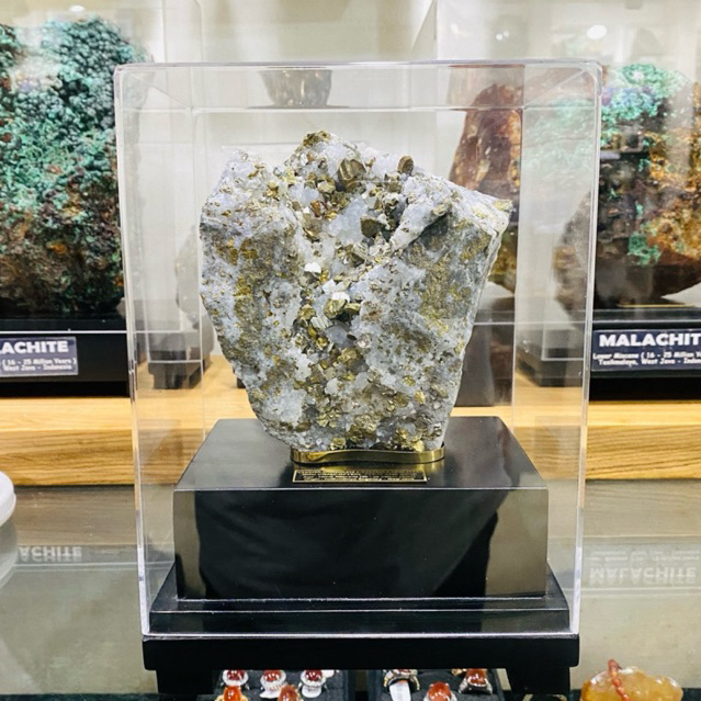 Plakat - Natural Pyrite in quartz crystal - Bongkahan Pyrite Cube Mineral Gems Collection