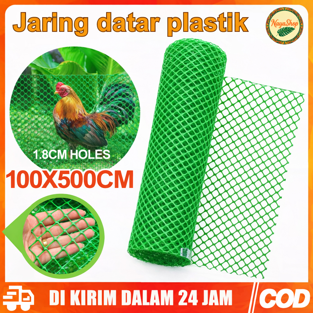 Jaring Plastik Hijau 1.8cm | Tinggi 1 Meter | Ecer | Alas Lantai Kandang Ayam & Pagar Tanaman