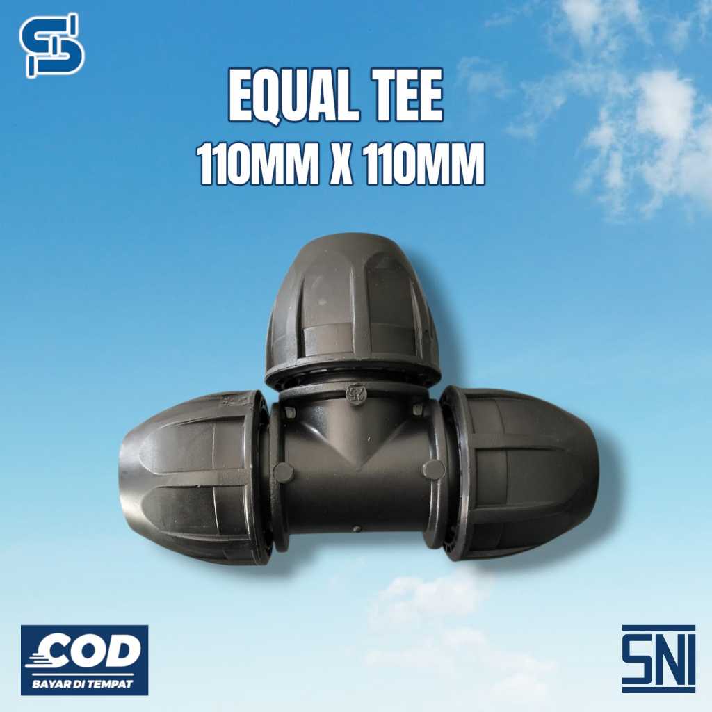 SAMBUNGAN PIPA HDPE EQUAL TEE 110MM X 110MM ATAU TEE 4 INCH X 4 INCH